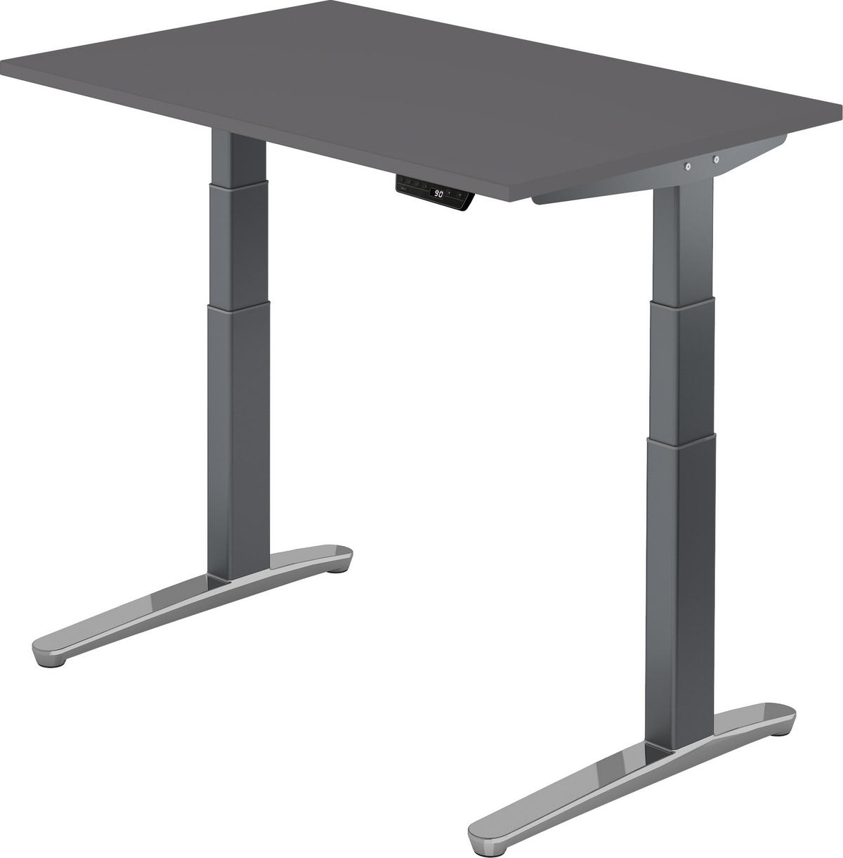 SCHREIBTISCH elektrisch XBHM 80/120/74 cm in Graphitfarben/Graphitfarben/Alu poliert - Graphitfarben, Holzwerkstoff (80/120/74cm) - bümö