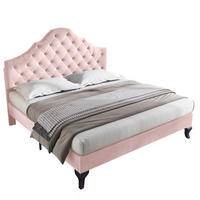 POLSTERBETT aus Samt 140x200 cm in Rosa mit Lattenrost & verstellbarem Kopfteil - Rosa, Textil (140/200cm) - Modfu
