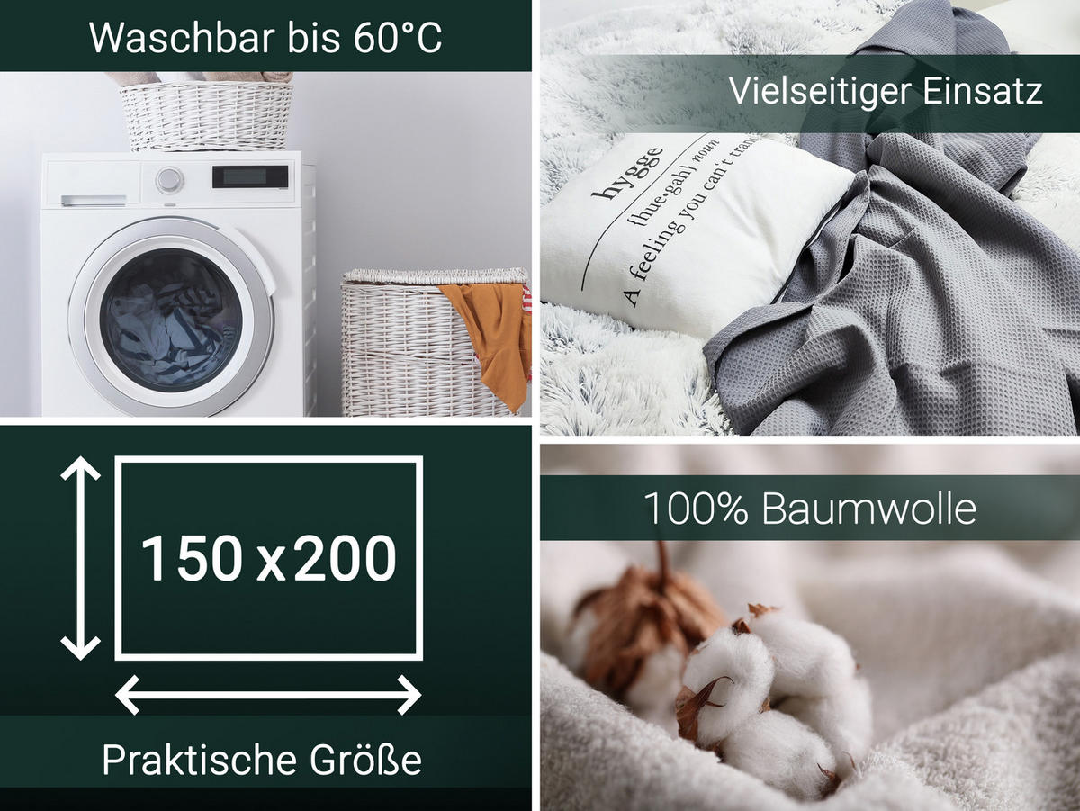 KUSCHELDECKE, 150x200 cm, 100% Baumwolle, Grau - Grau, Textil (150/200cm) - Zollner
