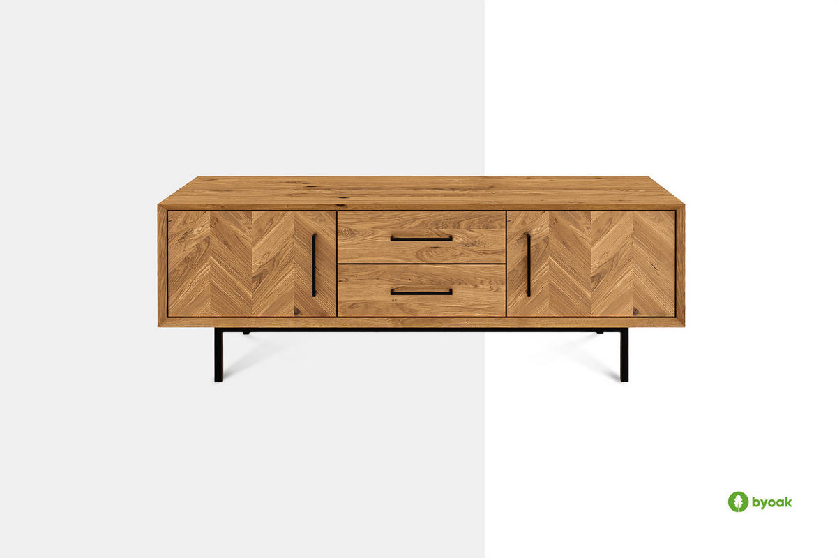 KOMMODE NIEDRIG LEON Wildeiche - Wildeiche, Holz (144/50/45cm) - byoak