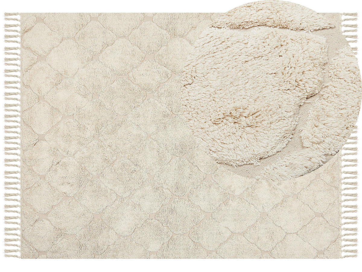 KURZFLOR-TEPPICH Silchar 230/160 cm - Beige, Textil (160/230cm) - Beliani
