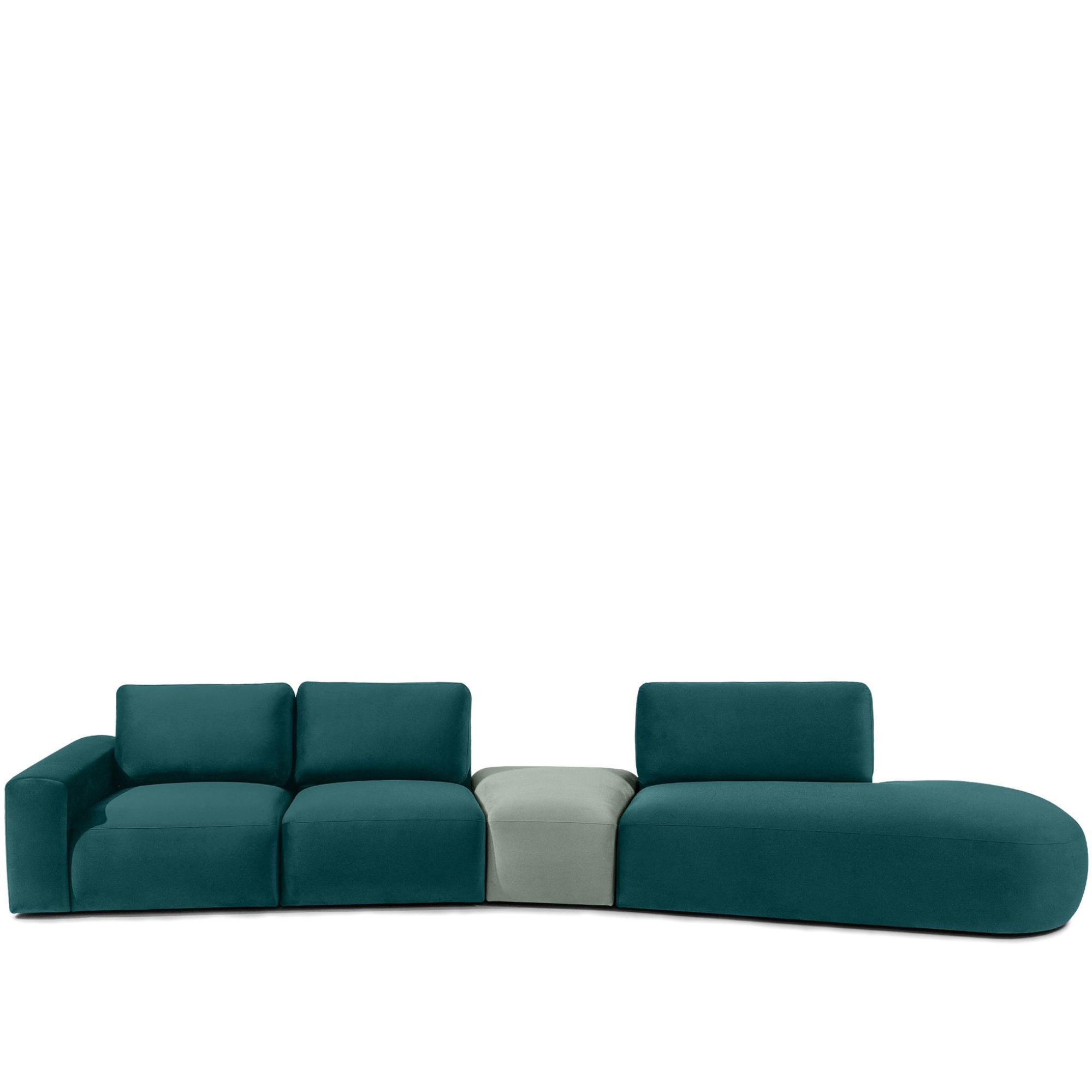 5-SITZER ECKSOFA ZUCCO Velour rechts, Mint - Mintgrün, Textil (430/84/105cm) - KONSIMO®