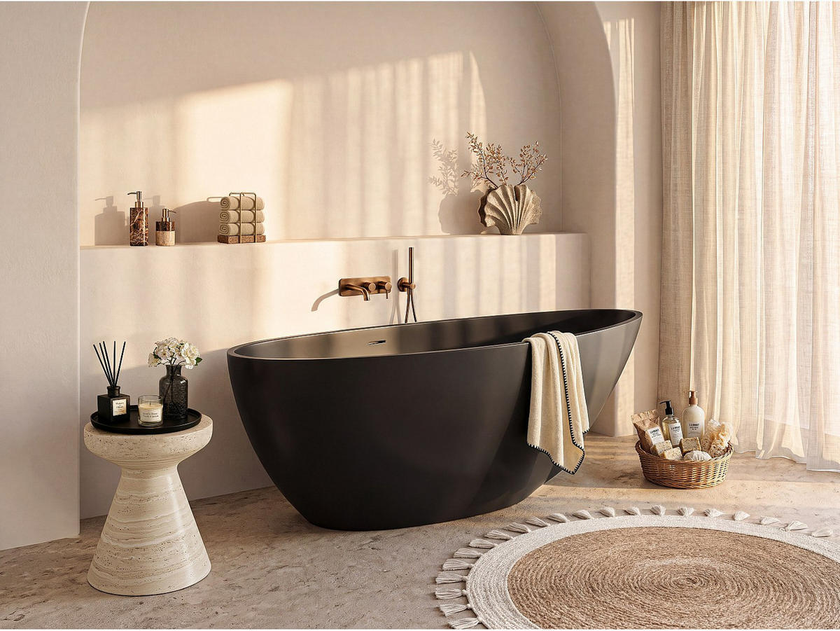 FREISTEHENDE Badewanne - 1 Person - acryl - schwarz Apulia - Schwarz, Kunststoff (160/58/82cm) - Vente-Unique