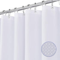 DUSCHVORHANG Weiß Waffelstruktur Polyester maschinenwaschbar wasserdicht mit Haken - Weiß, Textil (151/182cm) - MCBOSON