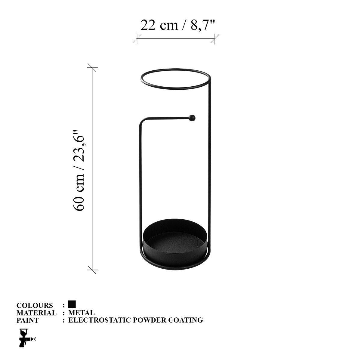 SCHIRMSTÄNDER aus schwarzem Metall 22/22/60 cm - Schwarz, Metall (22/60/22cm) - Calicosy