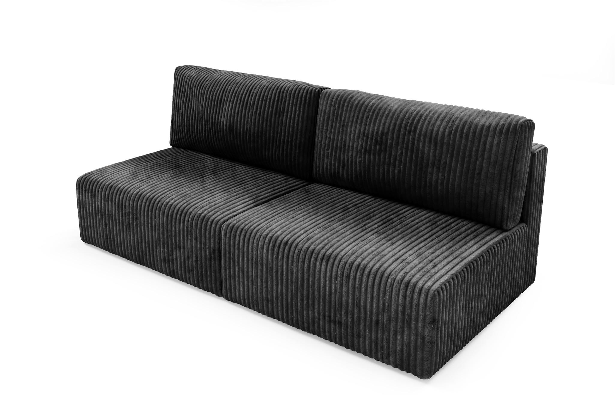 Fun Möbel Schlafsofa Schwarz 216x85x105 cm