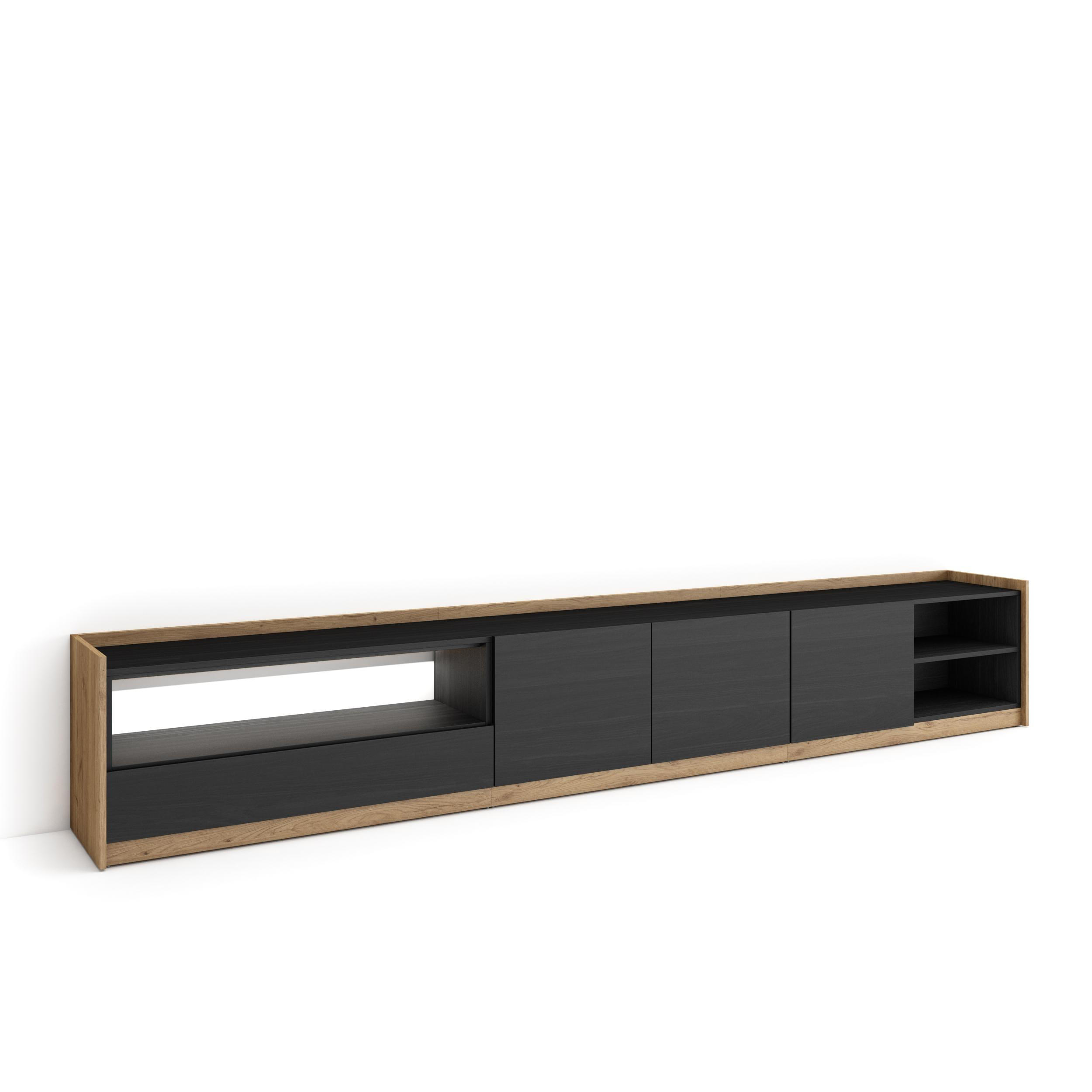 Skraut Home Lowboard, Schwarz 310x50x37 cm