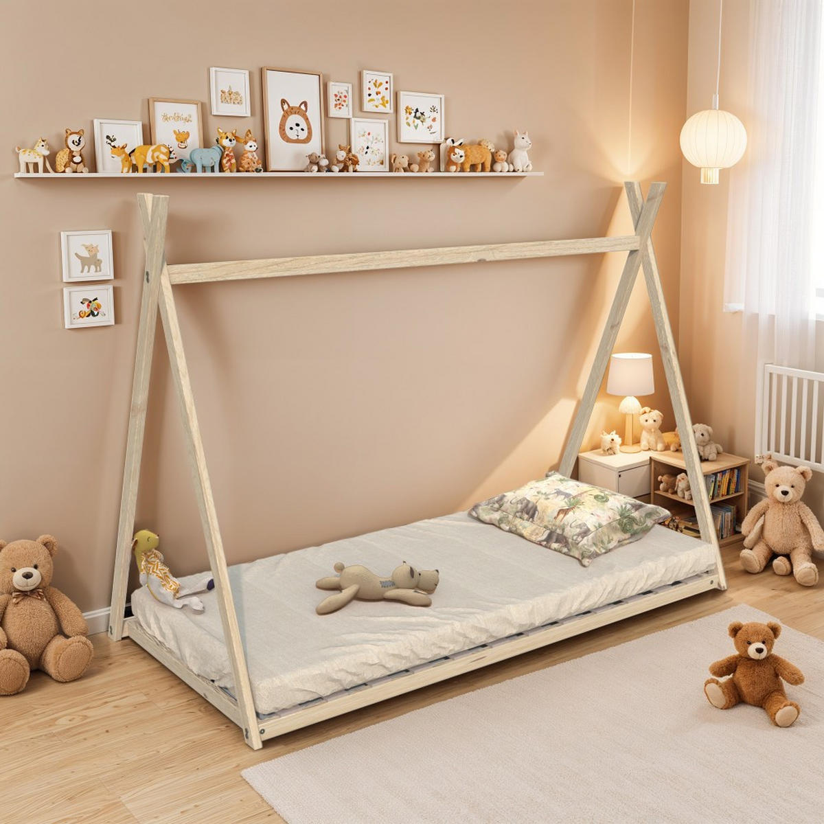 HAUSBETT SIOUX mit Lattenrost / Hausbett 90x190 Natural - Naturfarben, Holz (90/190cm) - Weber Industries
