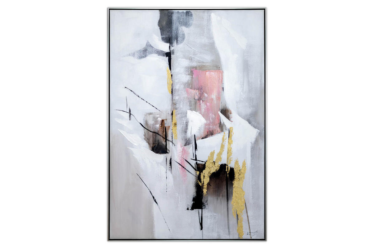 ACRYLBILD HANDGEMALT Weiß 83/123 cm - Weiß, Textil (82.5/122.5cm) - KUNSTLOFT