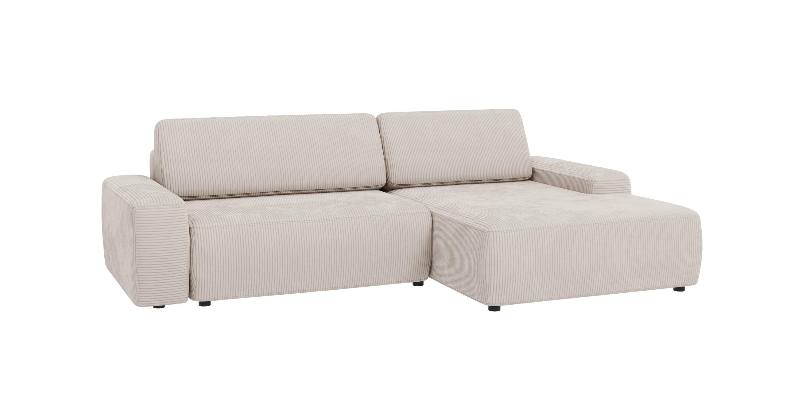 ECKSOFA Nancy Beige Cord - Beige/Schwarz, Holz/Kunststoff (264/162cm) - S-Style Möbel