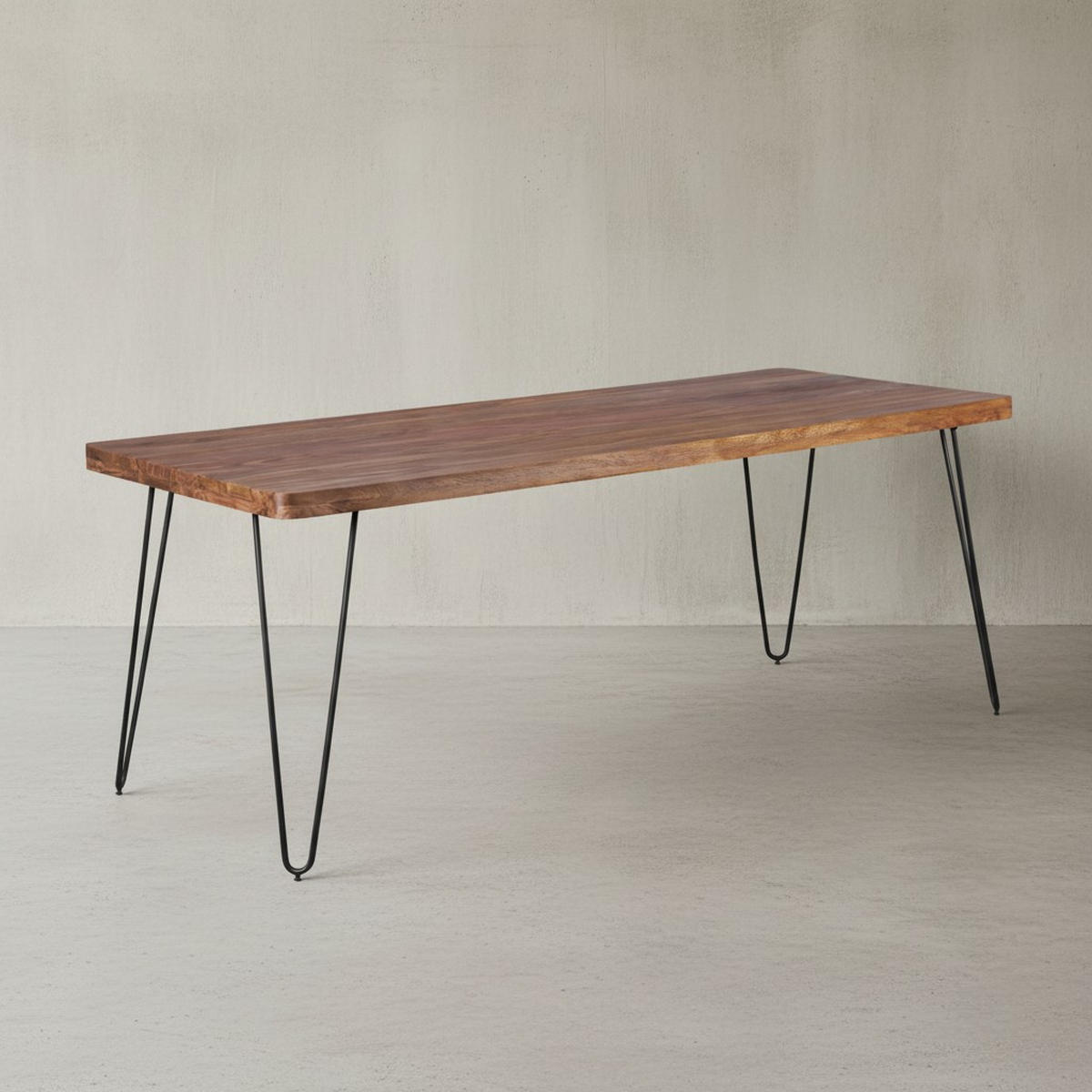 ESSTISCH Massivholz Metallbeine Handgefertigt BALU, Braun 200x80x76 cm - Schwarz/Braun, Holz/Metall (80/200/76cm) - KADIMA DESIGN