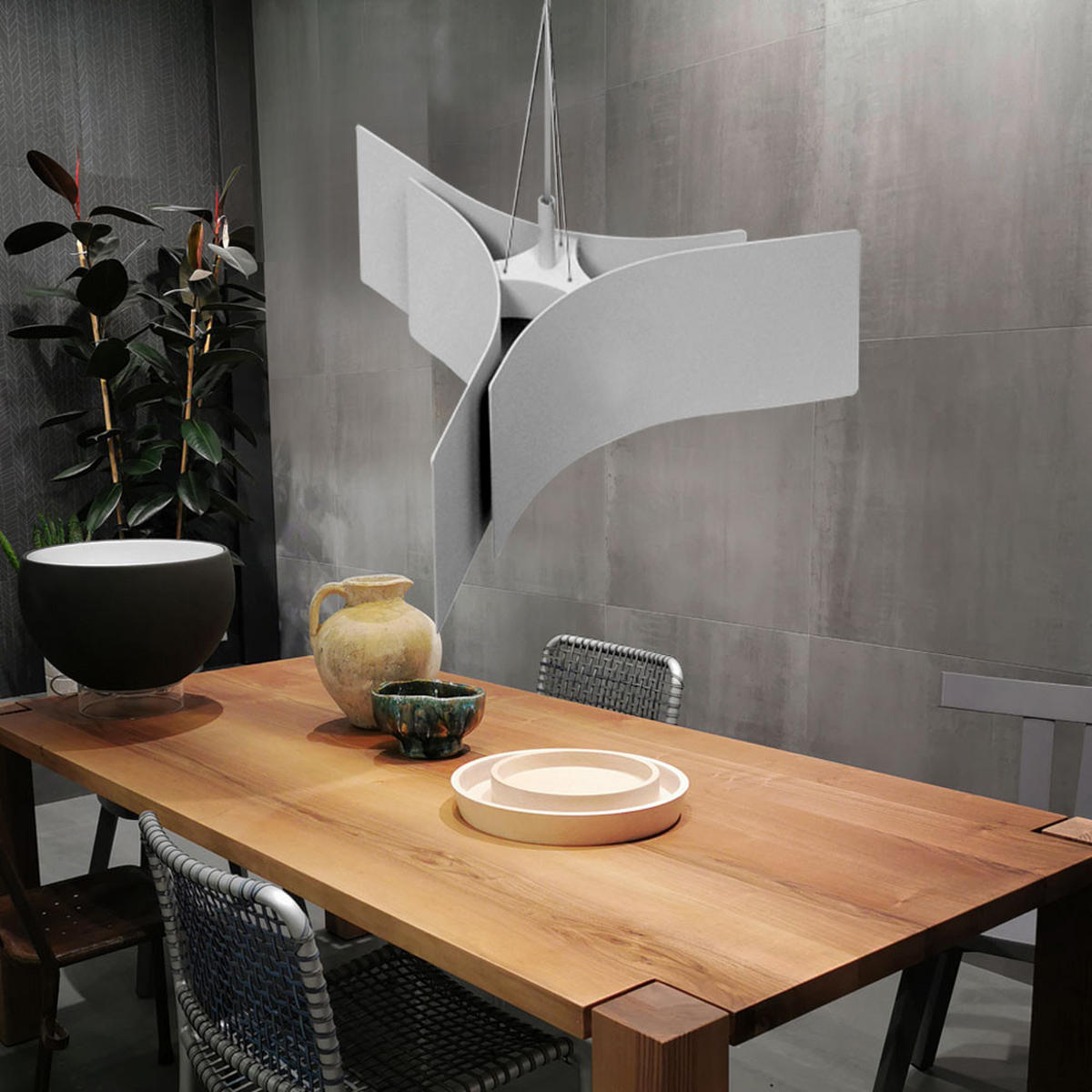 HÄNGELEUCHTE BENT Weiß Höhenverstellbar - Weiß, Metall (48.5/43/150cm)