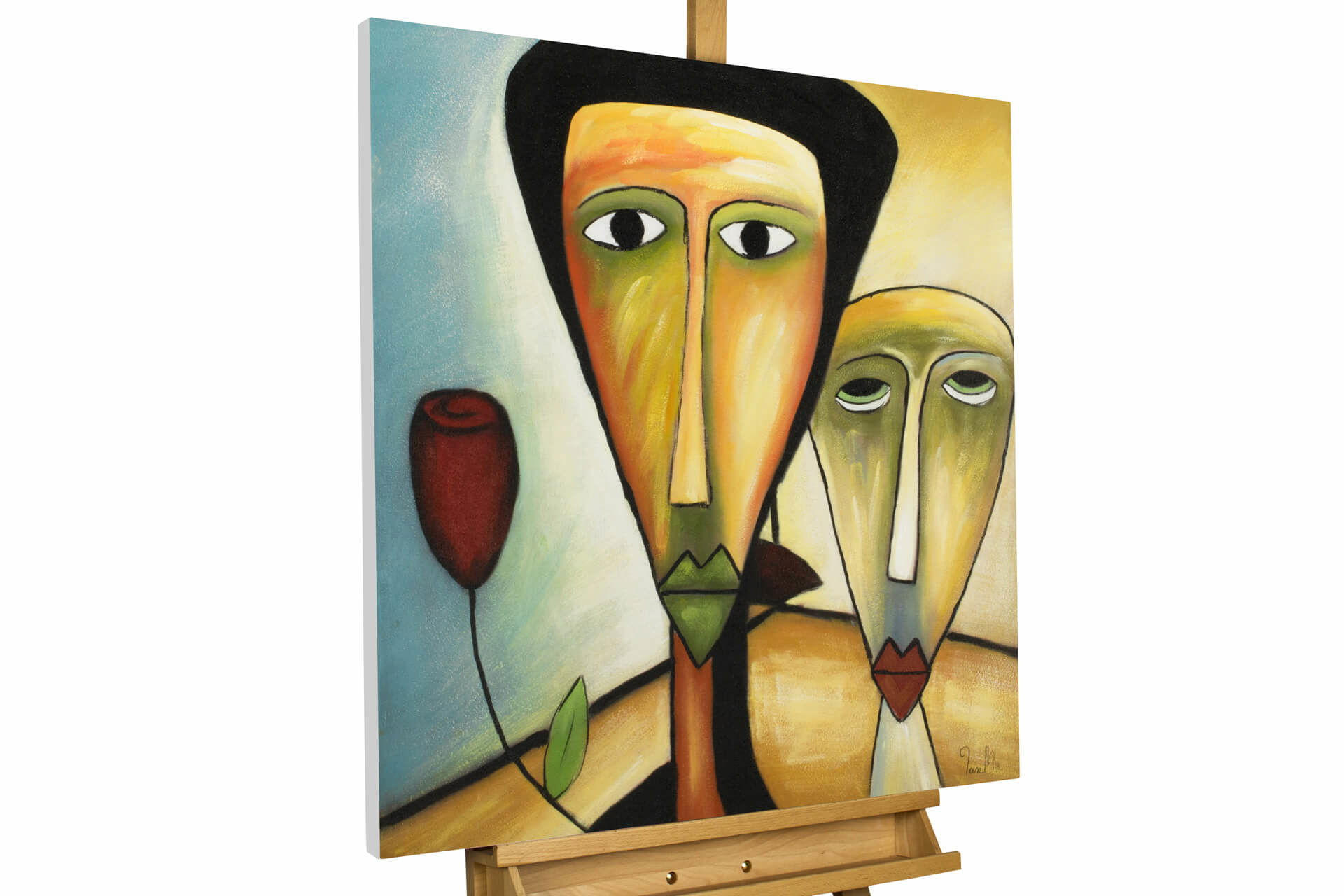 KUNSTLOFT RUČNĚ MALOVANÝ AKRYLOVÝ OBRAZ MODRÝ/ŽLUTÝ, 80/80 CM
