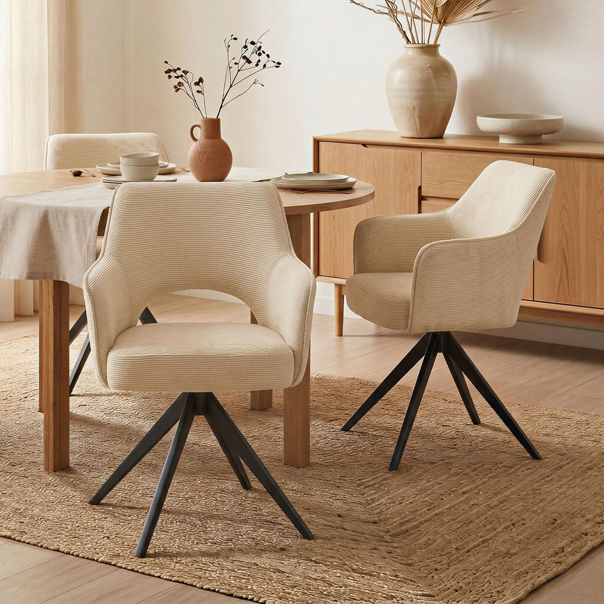 ESSZIMMERSTÜHLE FLORENCE 2er-Set cremeweiß - Creme, Textil (56/86/59cm) - IDIMEX