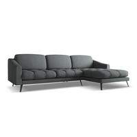ECKSOFA Rechts Chenille Stoff Grau - Schwarz/Graphitfarben, Textil/Metall (264/160cm) - Makamii
