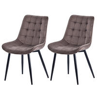 STUHL-SET 2 Stück aus Samt in Modernem Stil-YZ2 - Mokka, Textil (53/88/62.5cm) - HOMAVO