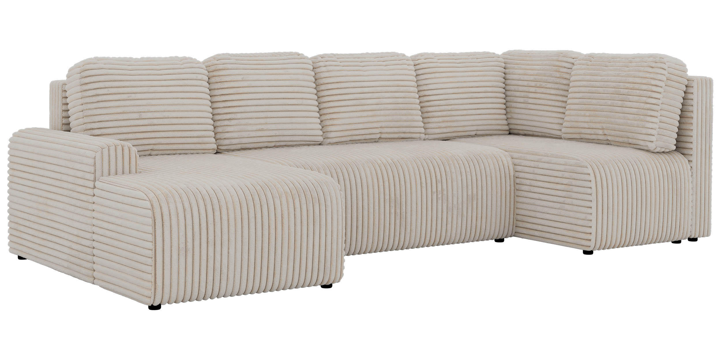 SEDACÍ SOUPRAVA NESSARO COR U Béžová Manšestr - Pravá - černá/béžová, textil/plast (151/92/307cm) - MKS