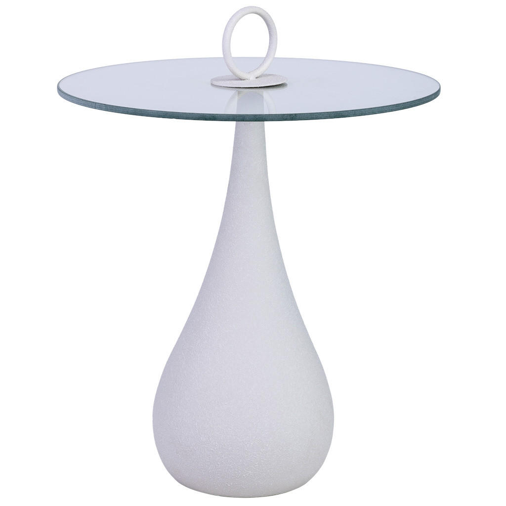 TISCH aus Metall und Glas, weiß, 40x43cm - Weiß, Metall (40/40/51cm) - Wanderlust