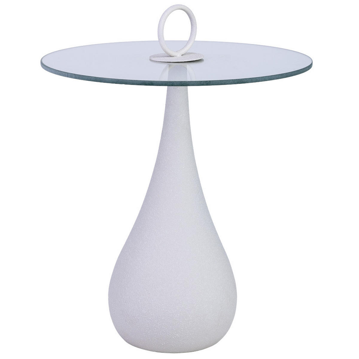 TISCH aus Metall und Glas, weiß, 40x43cm - Weiß, Metall (40/40/51cm) - Wanderlust