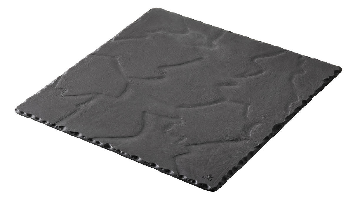 BURGER & STEAKTELLER 20 x 20 cm QUADRATISCH Matt schiefer - Schieferfarben, Keramik (20/0.7/20cm) - Revol Porcelaine France