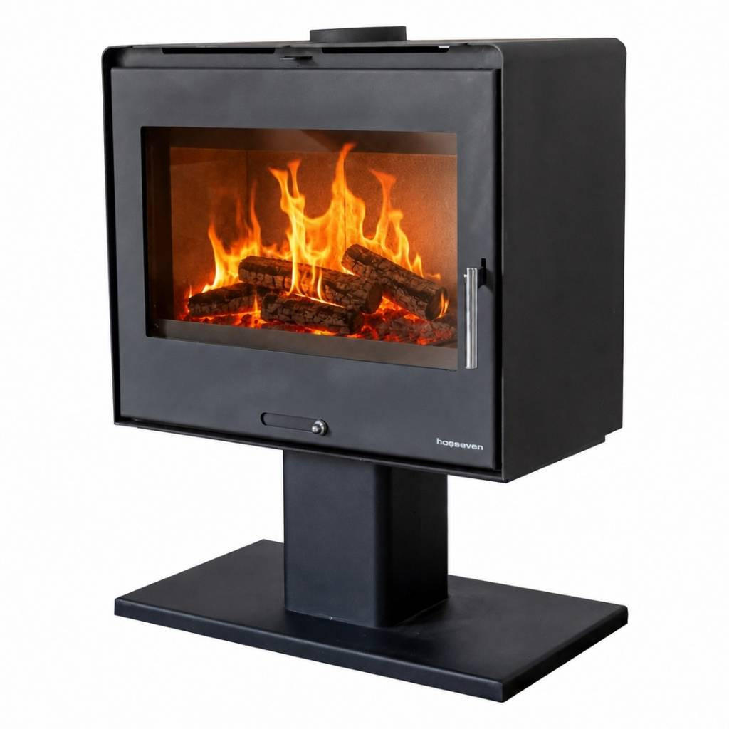 KAMINOFEN Holzofen Wohnzimmer Holzkamin 10 kW 5070 Holz Ofen Kamin Heizofen Holz - Schwarz, Metall (70.4/90/38cm) - DanDiBo