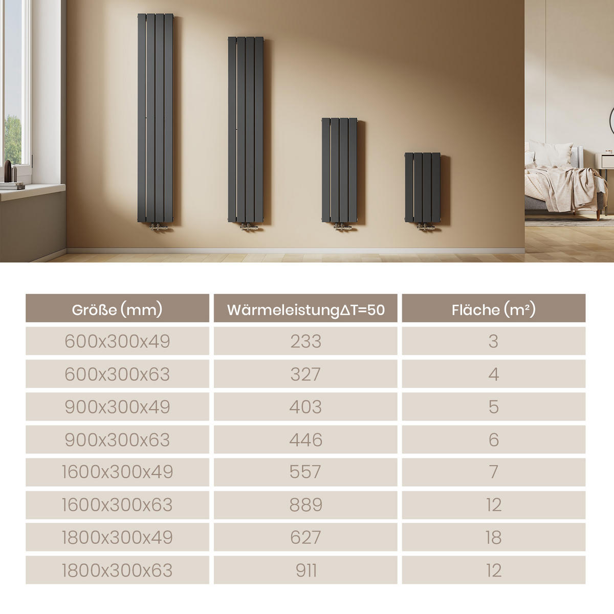 HEIZKÖRPER Flachheizkörper Anthrazit 90/30/4,9 cm - Anthrazit, Metall (30/90/4.9cm) - EMKE