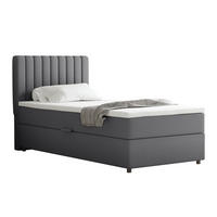 BOXBETT Everest 90 x 200 cm Einzelbett mit hochwertiger Bonell-Matratze und Topper - Grau, Holz (90/200cm) - Panda Möbel