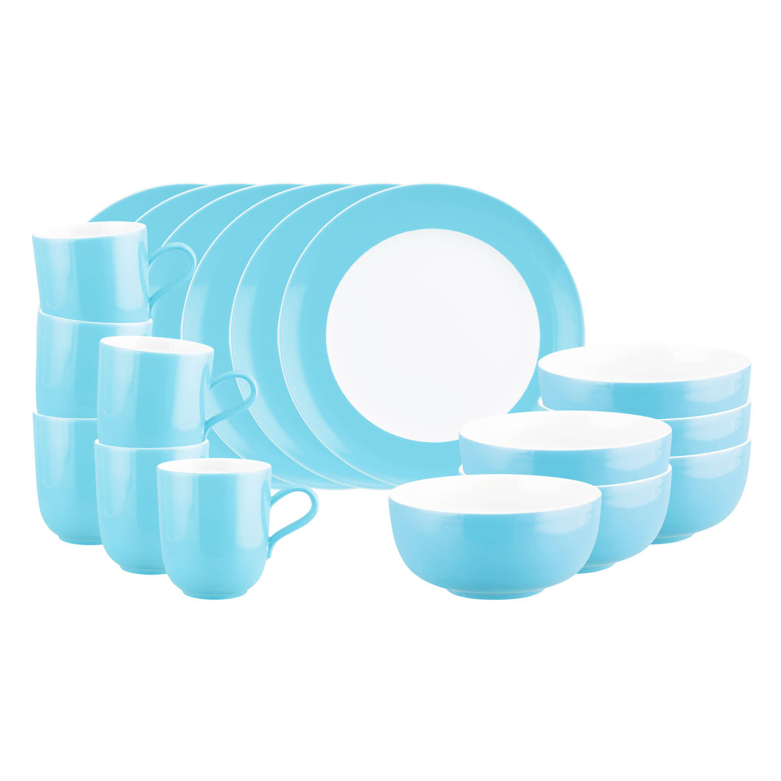 FRÜHSTÜCKS-SET Liberty Pure Colors Lagoon Blue 18er Set - Blau, Keramik (1/1/1cm) - Seltmann Weiden