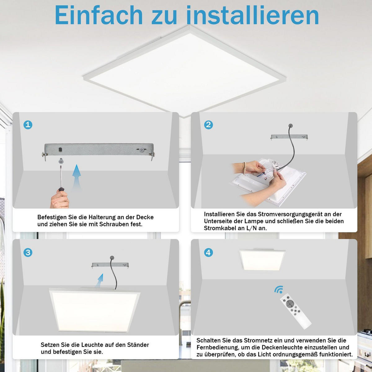LED-DECKENLEUCHTE Raynor 45/45/2.1cm - Weiß, Kunststoff (45/45/2.1cm) - ZMH