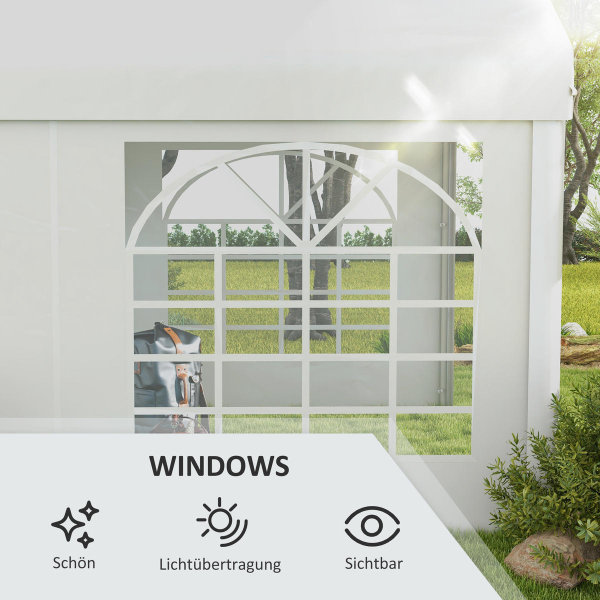 SEITENWAND für Pavillon Kunststoff Weiß - Weiß, Kunststoff (0.01/200/597cm) - Outsunny