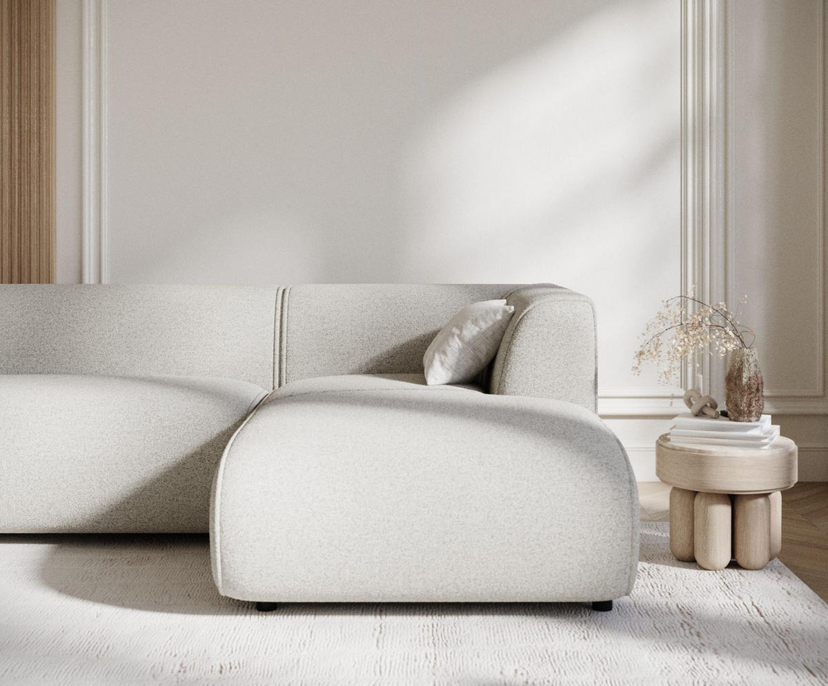 ECKSOFA Melani Beige Webstoff - Rechts Seite - Beige/Schwarz, Holz/Holzwerkstoff (162/256cm) - Maison de Reve