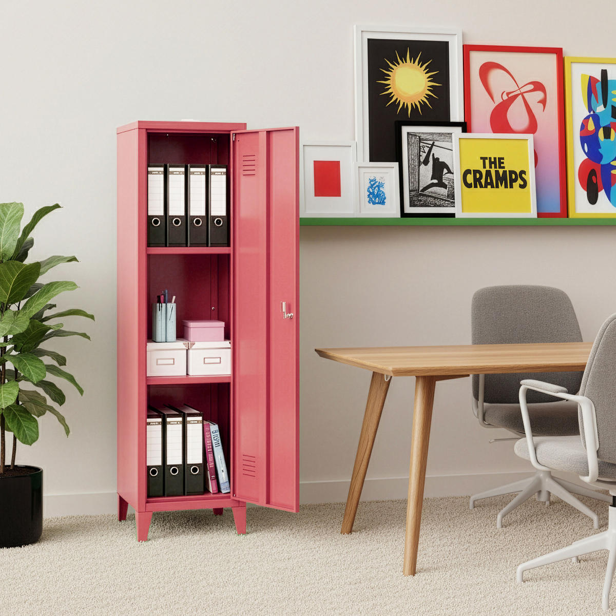 EINZELSPIND Kurikka - Dunkelrosa, Metall (38/137/38cm) - [en.casa]