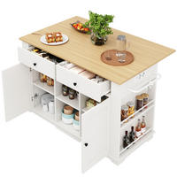 KÜCHENINSEL 151,5/59,7/91,7 cm weiß aus MDF/Metall mit Steckdose - Weiß, Holzwerkstoff (151.5/91.7/59.7cm) - OKWISH