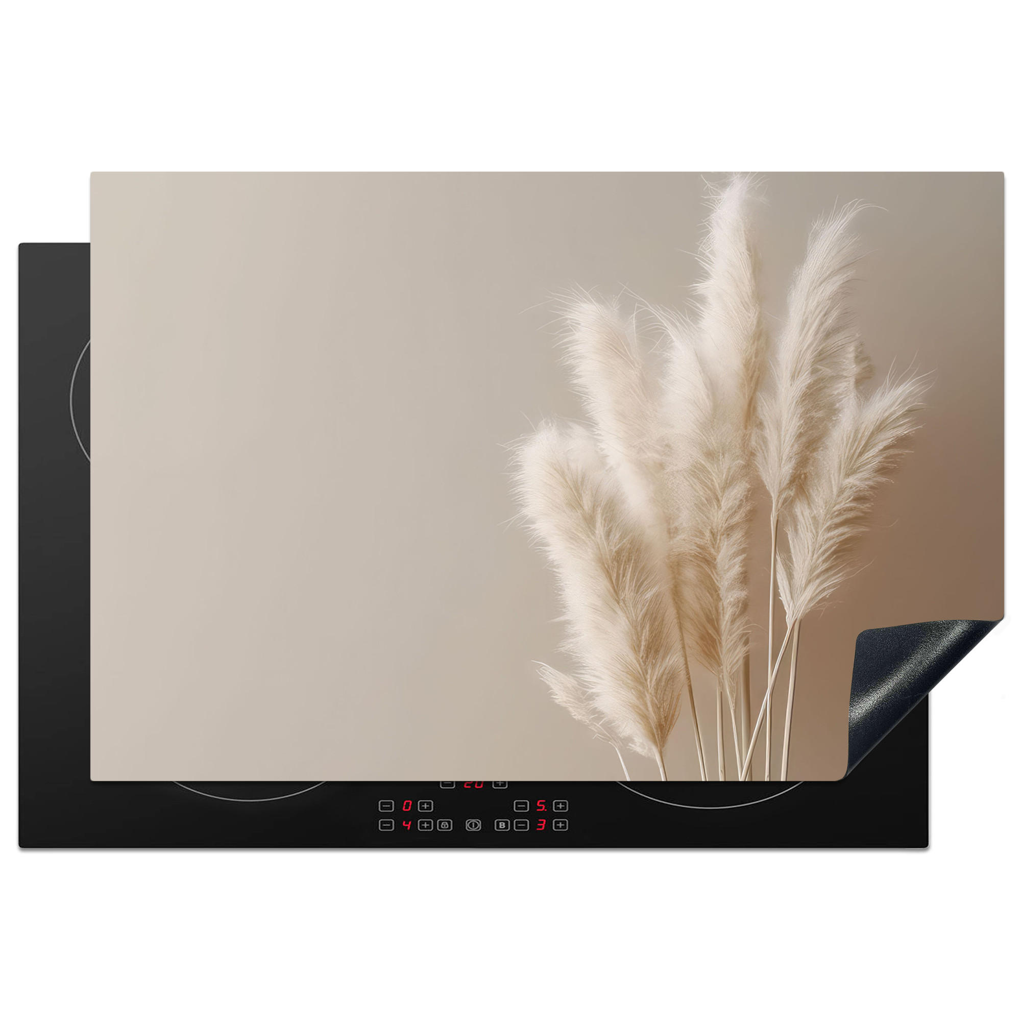 MuchoWow KRYT NA INDUKČNÍ DESKU Pampová tráva - Plumes - Pastelová - Bílá 78x52 cm