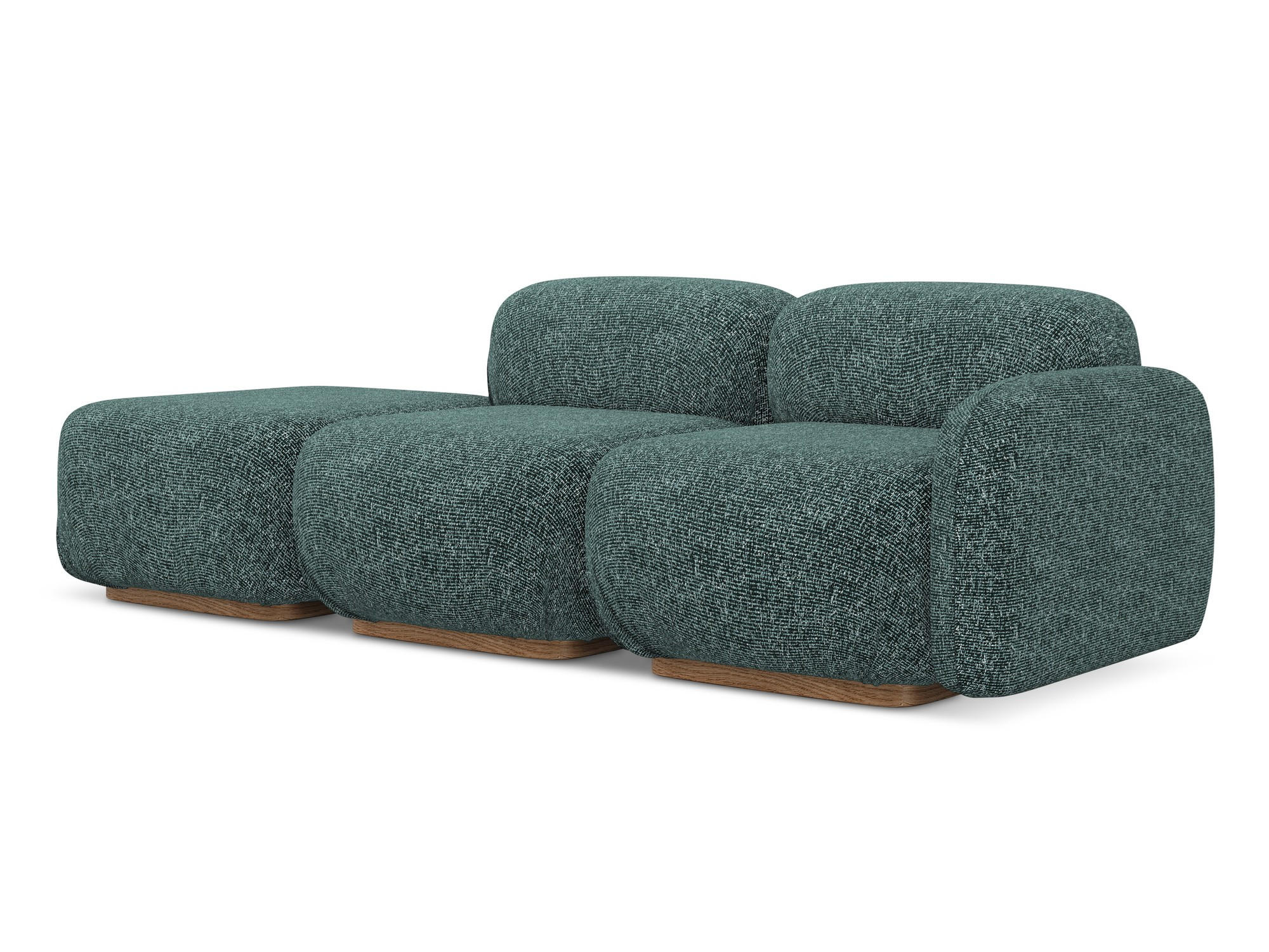 3-SITZER SOFA Links Strukturstoff Stoff Blau - Blau/Blaugrau, Holz/Textil (258/73/95cm) - Makamii