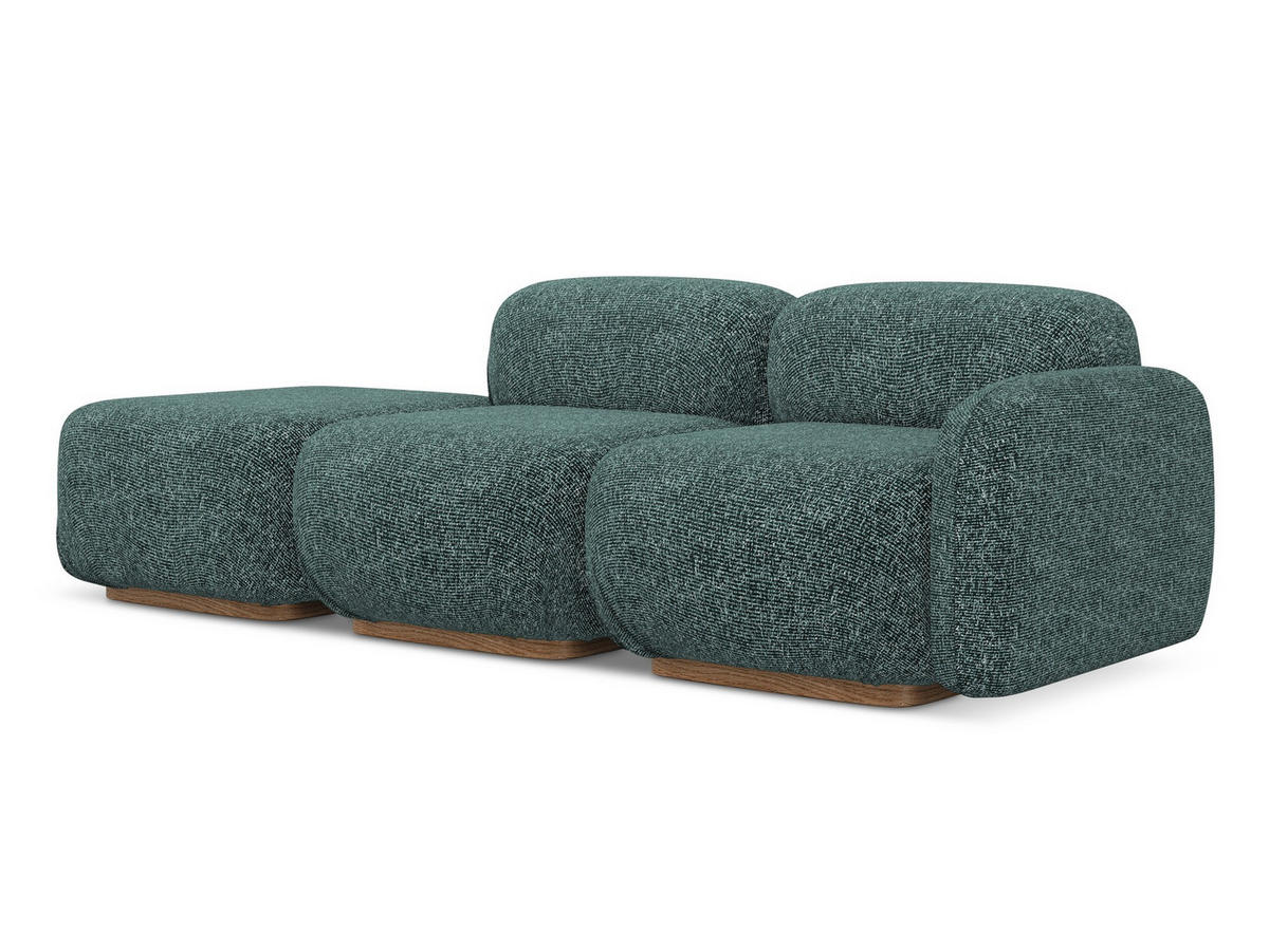3-SITZER SOFA Links Strukturstoff Stoff Blau - Blau/Blaugrau, Holz/Textil (258/73/95cm) - Makamii