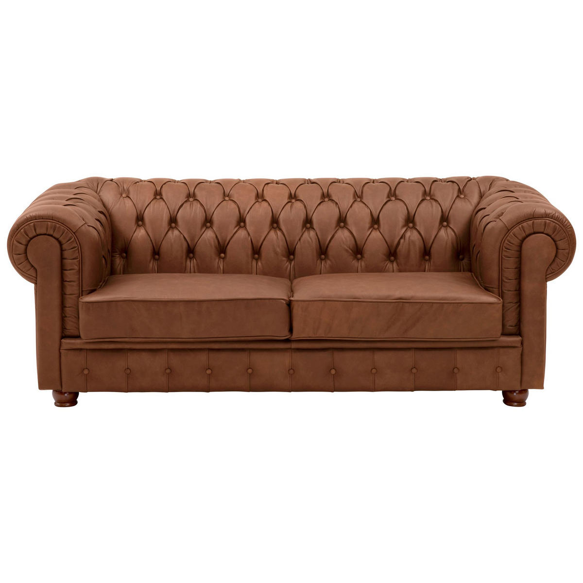 SOFA 3-Sitzer Kalea Echtleder (Antikoptik) cognac - Cognac, Leder (200/76/98cm) - 58aufmkessel