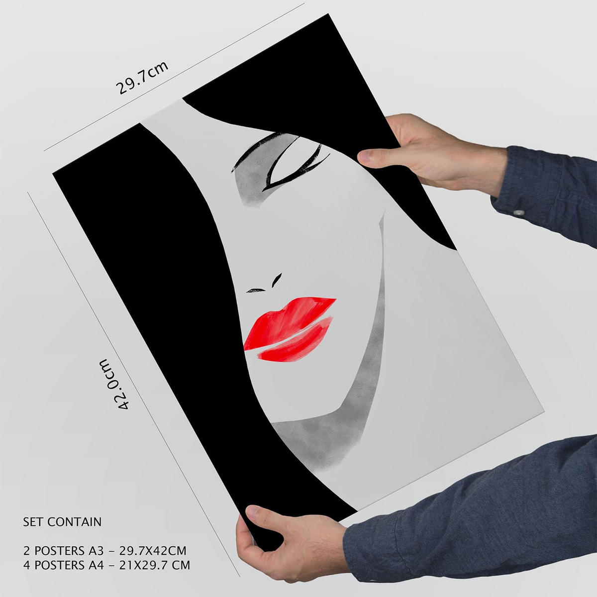 POSTER Set Mit 6 Stiftungs Schönheit In Weibliche Zusammenfassung A3 & A4 Rahmenlos - Klar, Papier (29/3cm) - Nacnic