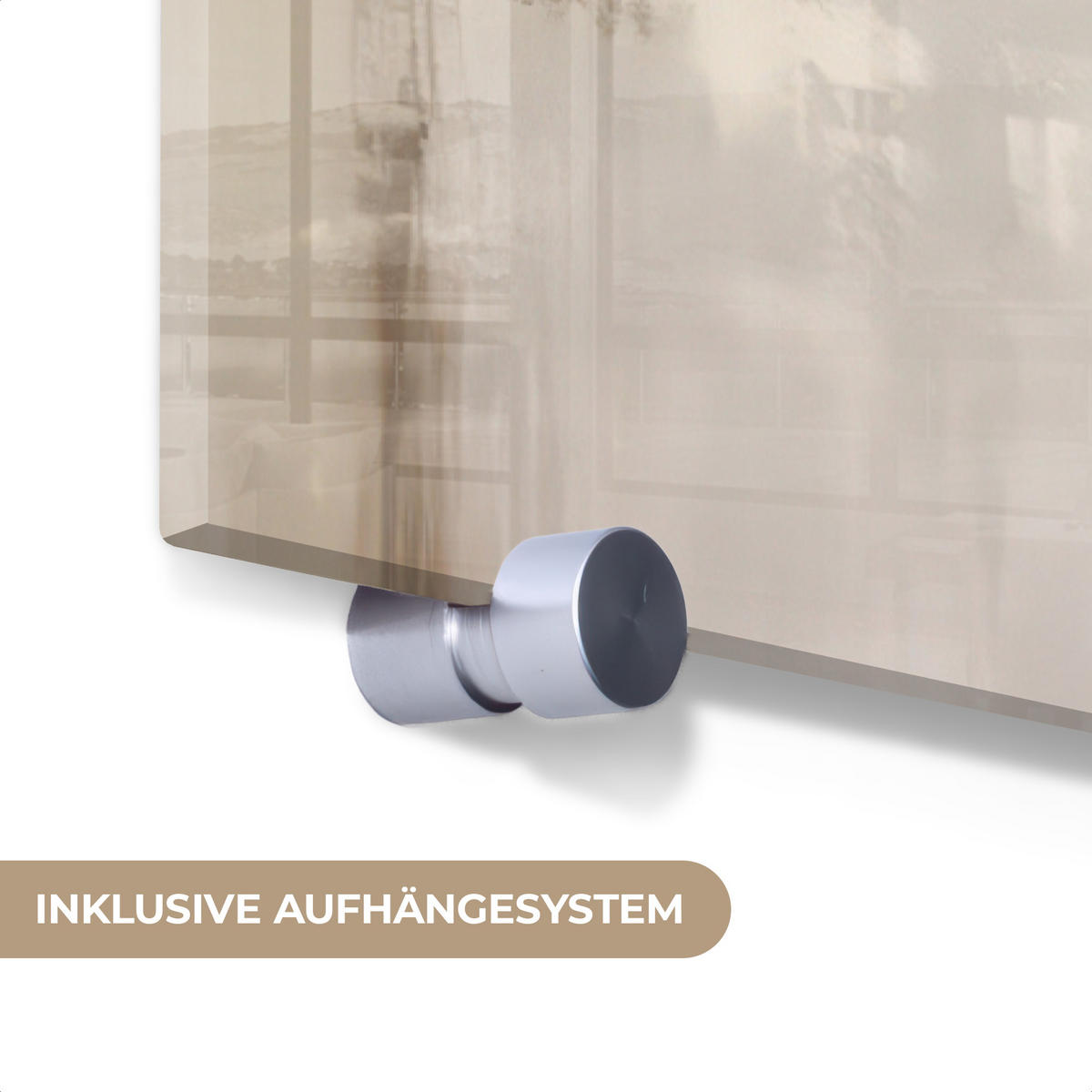 ACRYLGLASBILD Moderne Kunst - Abstrakt - Beige 40x60 cm - Beige, Glas (40/60cm) - MuchoWow