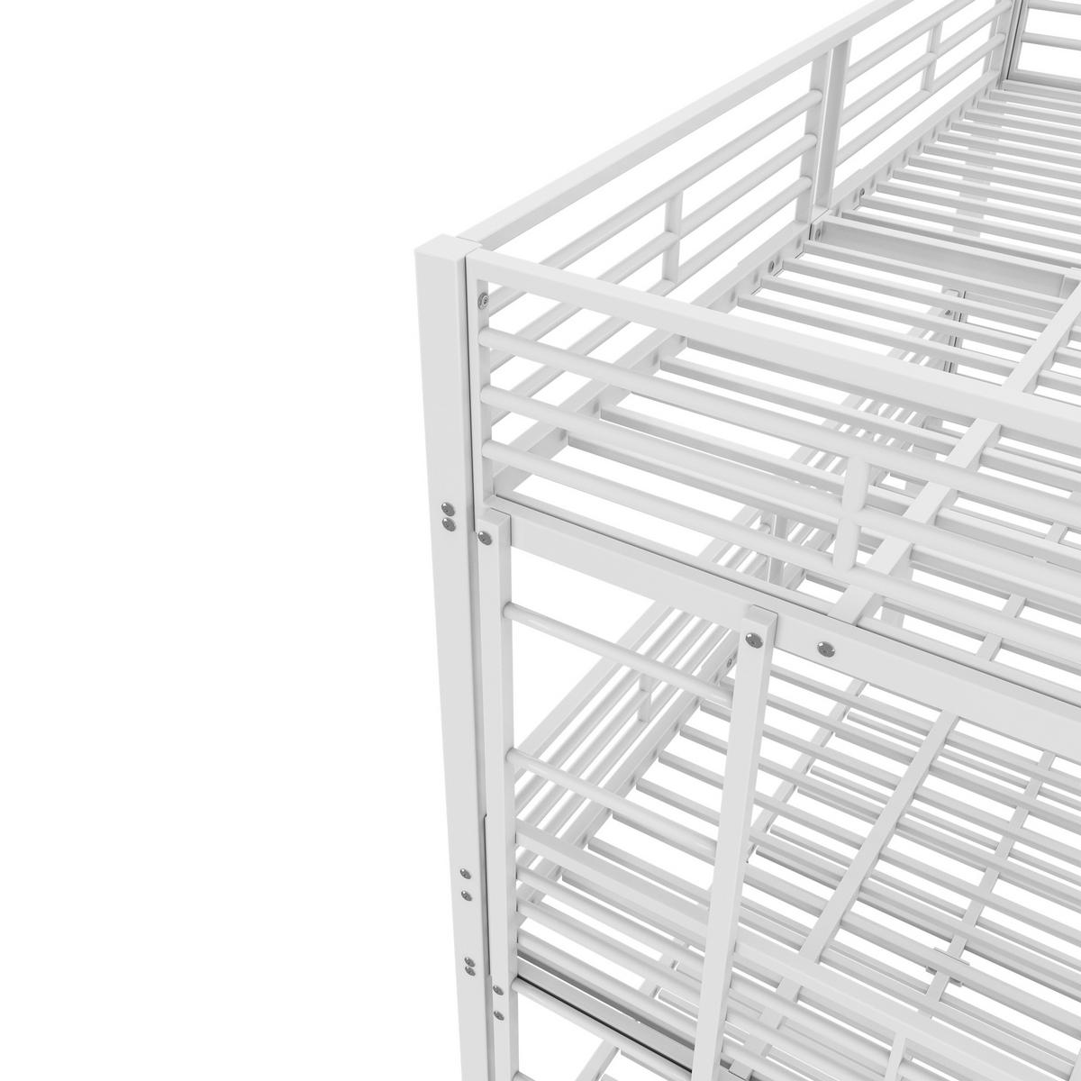 ETAGENBETT 90x200cm + 120x200cm + 140x200cm Weiß Metall Dreifach - Weiß, Metall (140/200cm) - FLIEKS