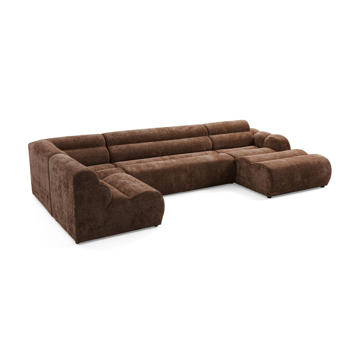 6-SITZER modulares Wohnlandschaft U XXL VEER SET 5 Links, 368 x 175 cm, Chenille Webstoff Orange - Schwarz/Orange, Holz/Kunststoff (368/75/175cm) - Muffo
