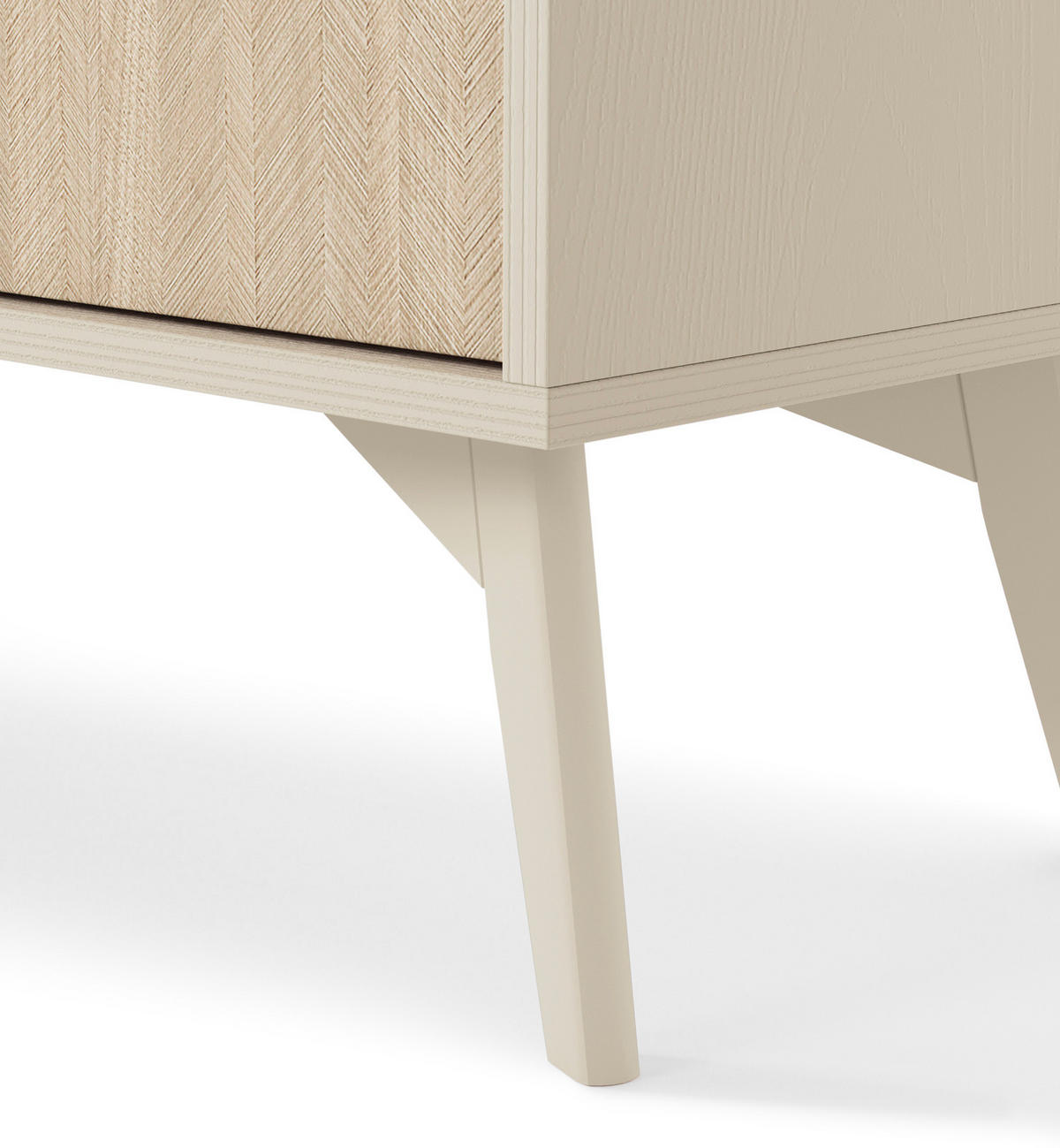 KOMMODE Silva 106 cm in Sandbeige + Scandi-Fischgrätmuster mit Schubladen - Beige/Goldfarben, Holz/Holzwerkstoff (106/81/38cm) - Ravio