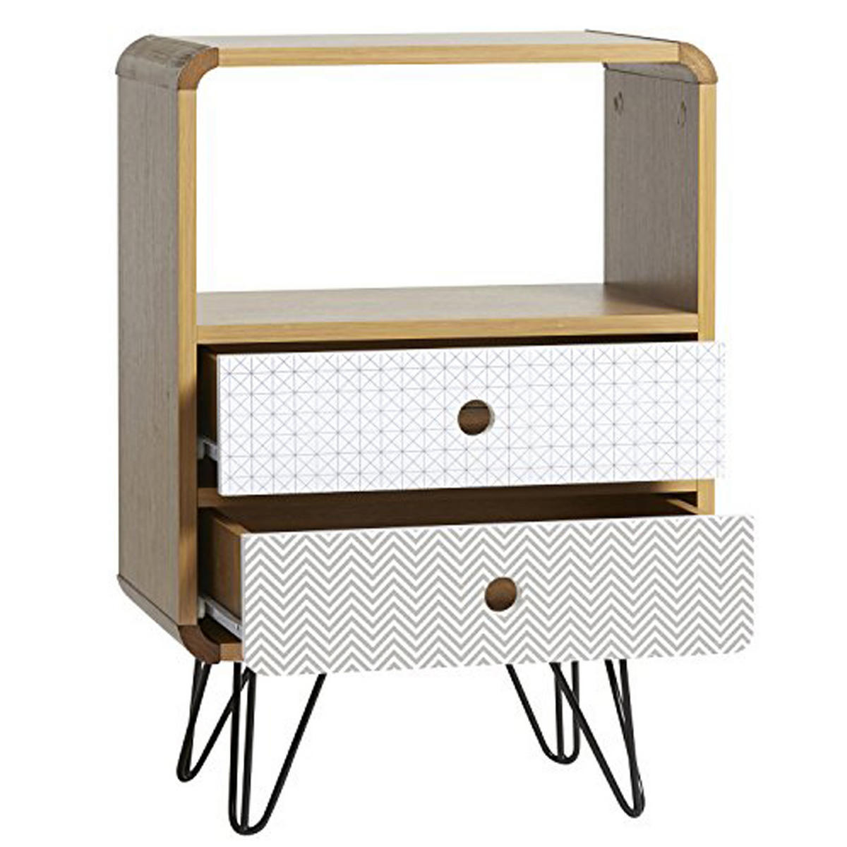 NACHTTISCH Buddha 2 Schubladen - Multicolor, Holzwerkstoff/Metall (40/65/30cm) - VS Venta-stock