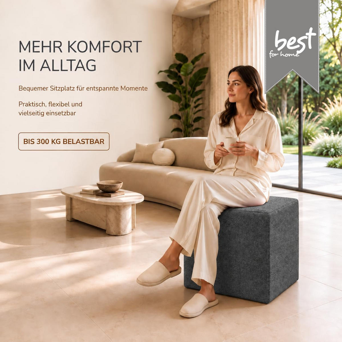 SITZWÜRFEL / Siège Pouf - Graphite, 40X40X40 Cm, Assise Rembourrée, Confortable Pour Salon, Chambre Ou Bureau - Schwarz, Textil (41/41/40cm) - Best For Home