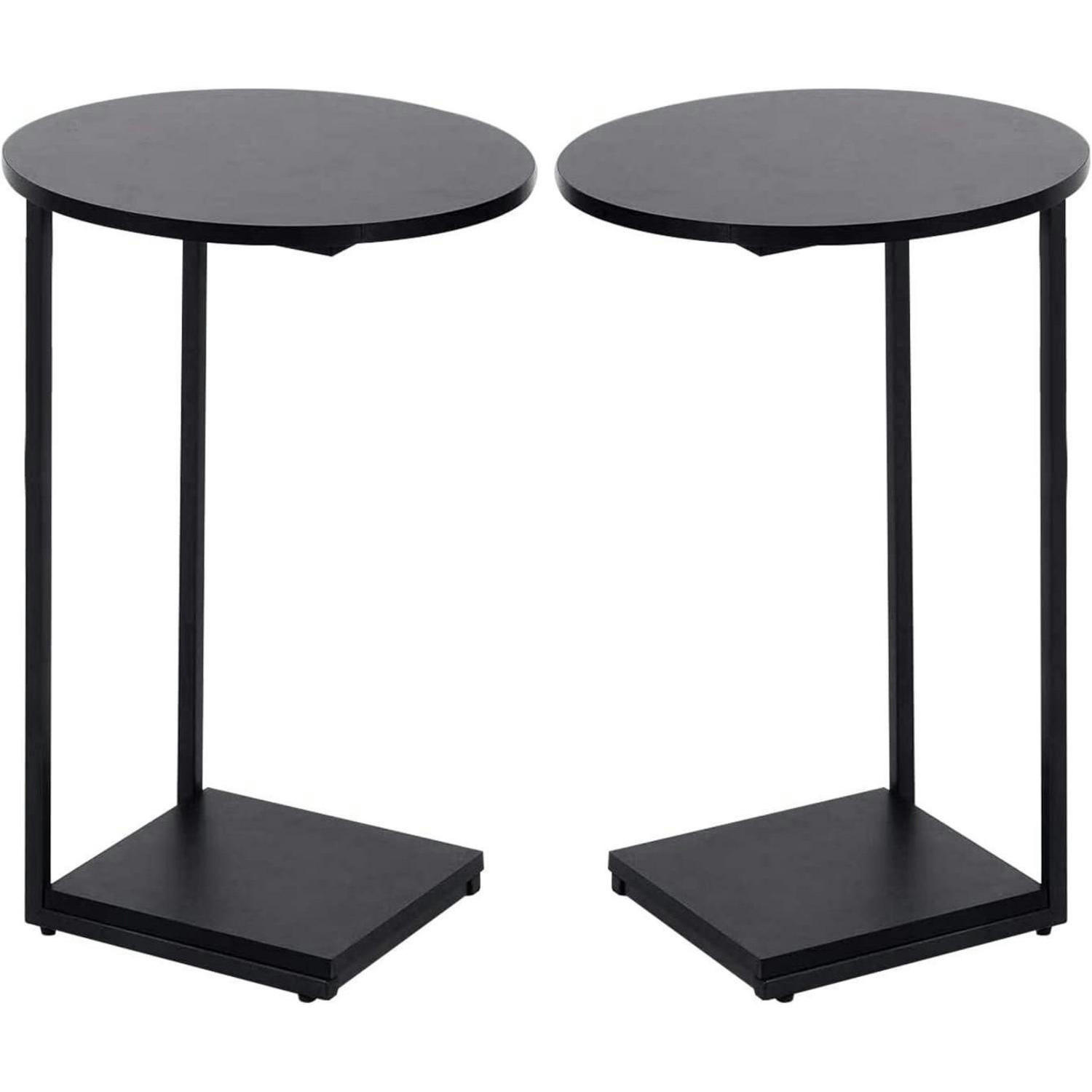 BEISTELLTISCH C-Form 2er Set Schwarz 40 x 40 x 60 cm - Schwarz, Metall (40/40/60cm)