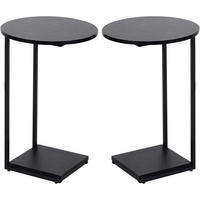 BEISTELLTISCH C-Form 2er Set Schwarz 40 x 40 x 60 cm - Schwarz, Metall (40/40/60cm)