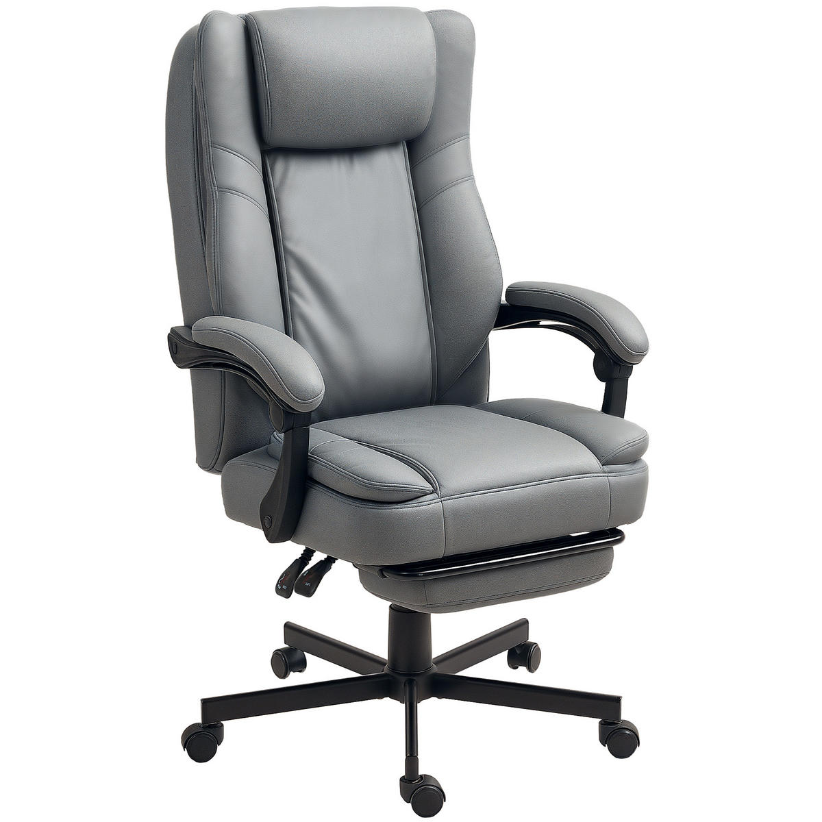 BÜROSTUHL DE-05171 Massagefunktion, neigbare Rückenlehne & Fußstütze Grau - Grau, Metall (64/120/69cm) - ComfortXL