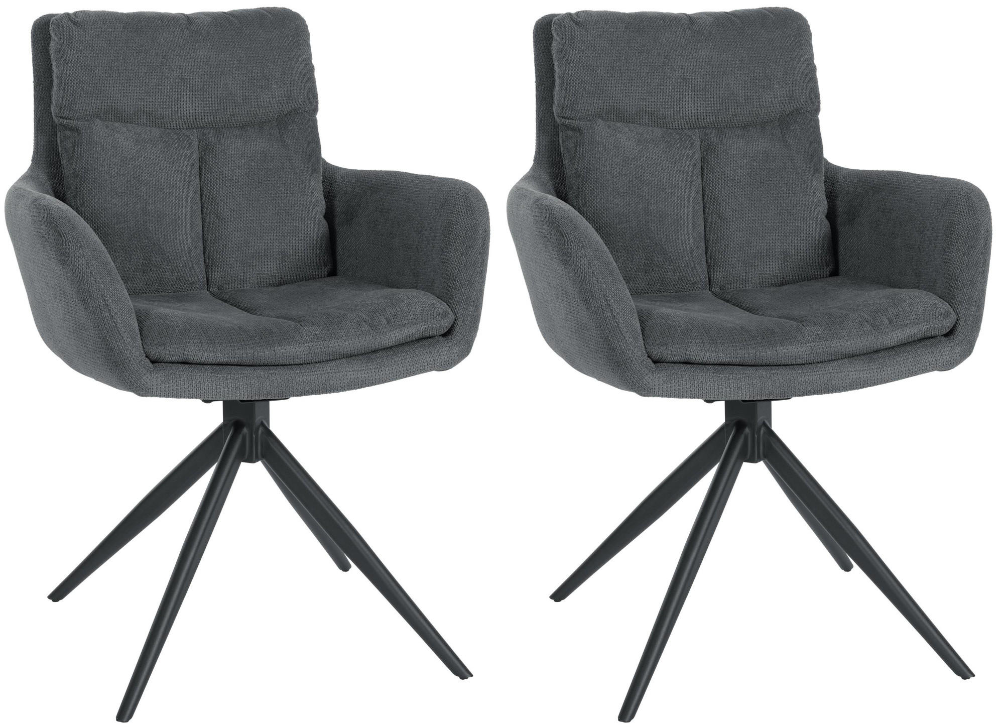 ARMLEHNENSTUHL 2er Set Stoff Dunkelgrau - Dunkelgrau/Schwarz, Textil/Metall (60/88/65cm) - CLP