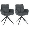 ARMLEHNENSTUHL 2er Set Stoff Dunkelgrau - Dunkelgrau/Schwarz, Textil/Metall (60/88/65cm) - CLP