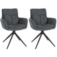 ARMLEHNENSTUHL 2er Set Stoff Dunkelgrau - Dunkelgrau/Schwarz, Textil/Metall (60/88/65cm) - CLP